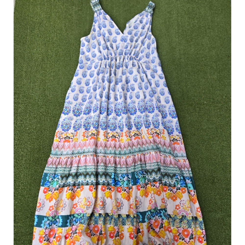Anthropologie Petites PL Floral V-Neck Sleeveless Maxi Dress Lined Boho